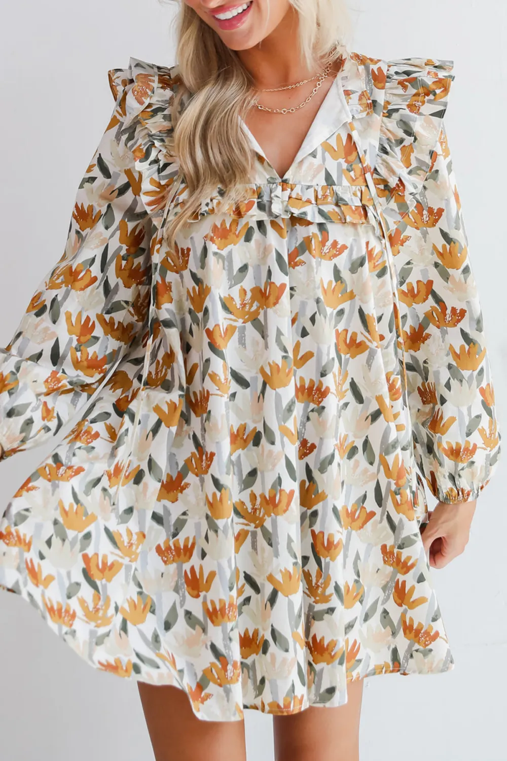 Delightful Crush Cream Floral Mini Dress