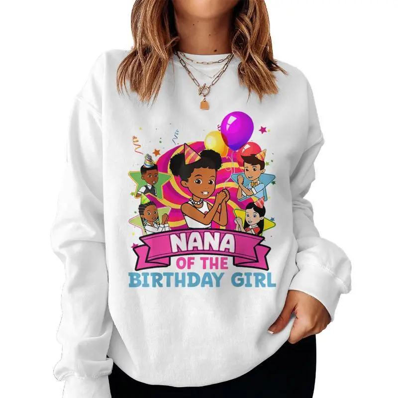 Nana Of Birthday Girl Gracie Pink Doll Family Decorations Women Sweatshirt