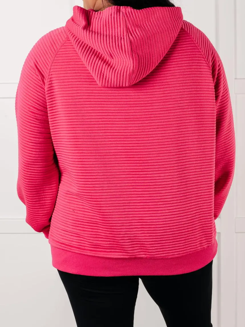 Loose Daily Simple Rose Pocket Hoodie