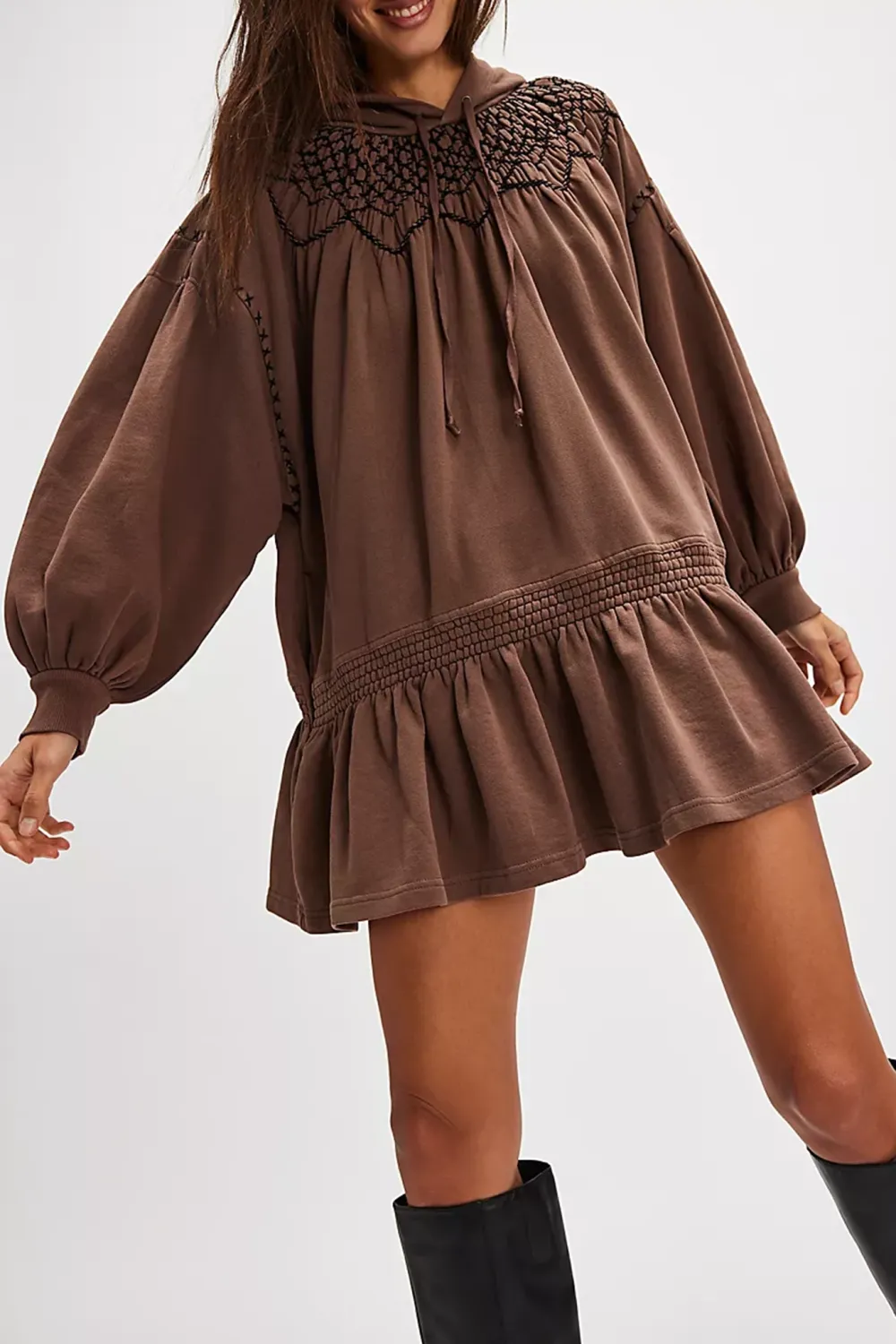Smocked Waist Ruffled Mini Dress