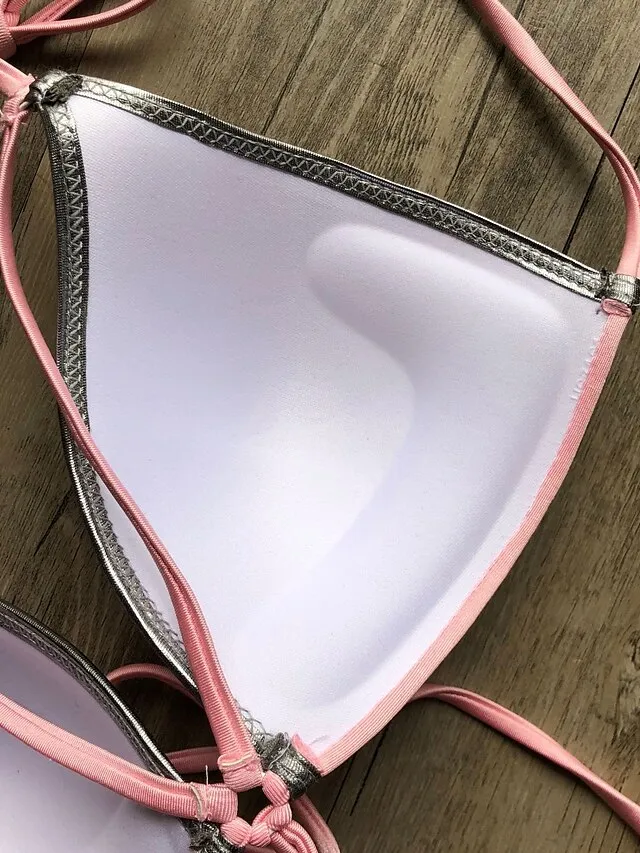 Women's Swimwear Bikini 2 Piece Normal Swimsuit Open Back Cut Out Sexy Leopard Color Block Leopard Print Black Pink Wine Dusty Rose Camisole Strap Bathing Suits New Vacation Sexy