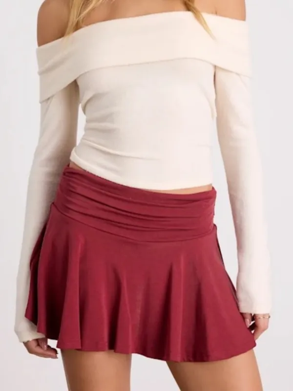 High Waisted Flared Mini Skirt