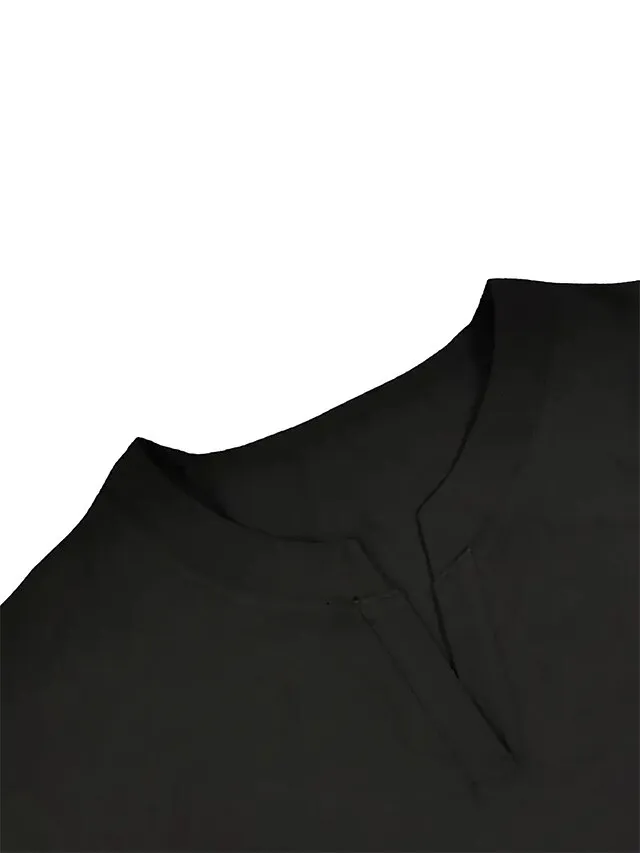 Women's Shirt Blouse Linen Black White Pink Plain Long Sleeve Casual Basic V Neck Regular Fit Spring Fall