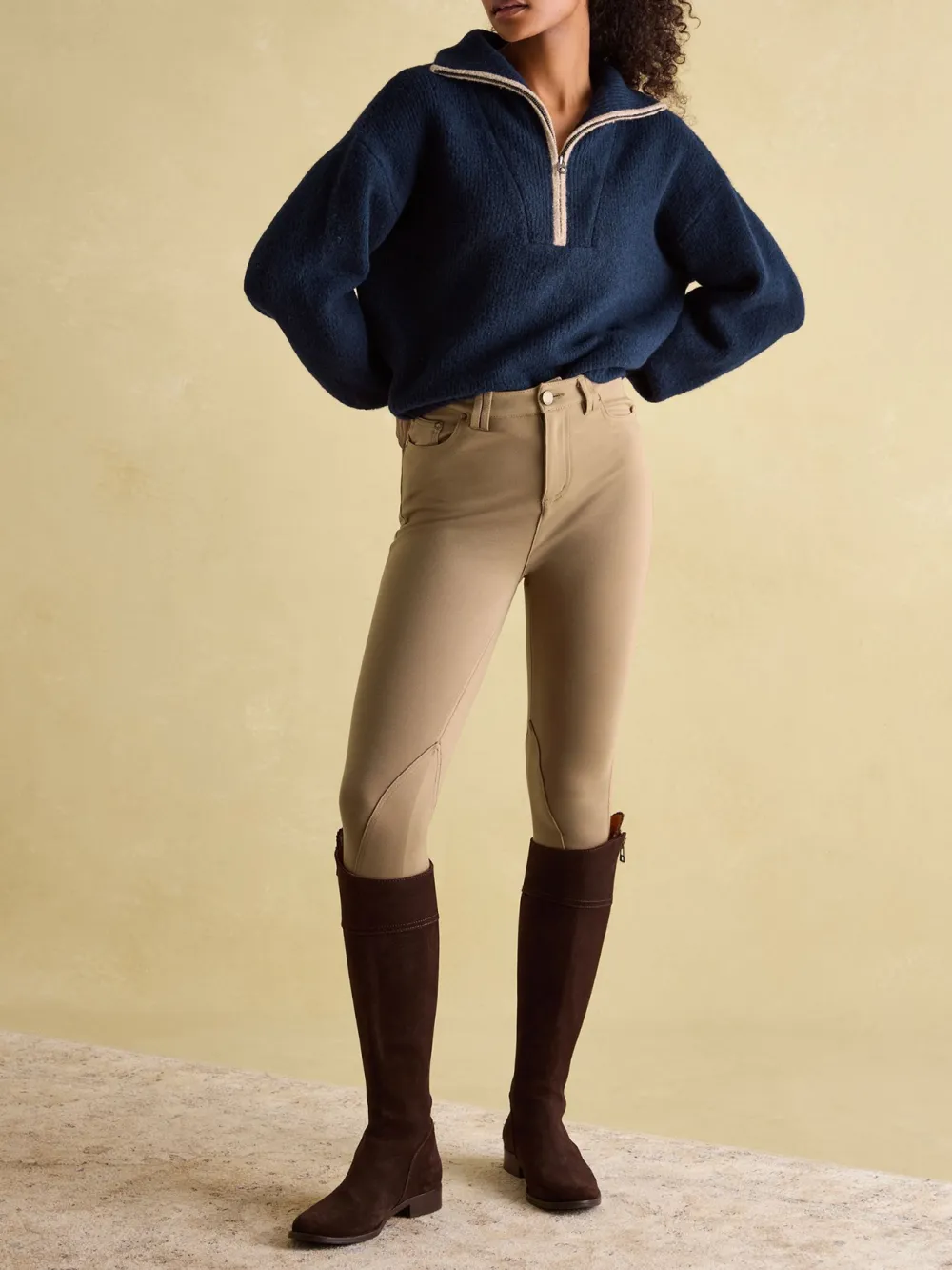 Pink Knitted Quarter Zip Jumper