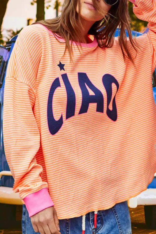 Orange Classic  Stripe Long-Sleeved Tees