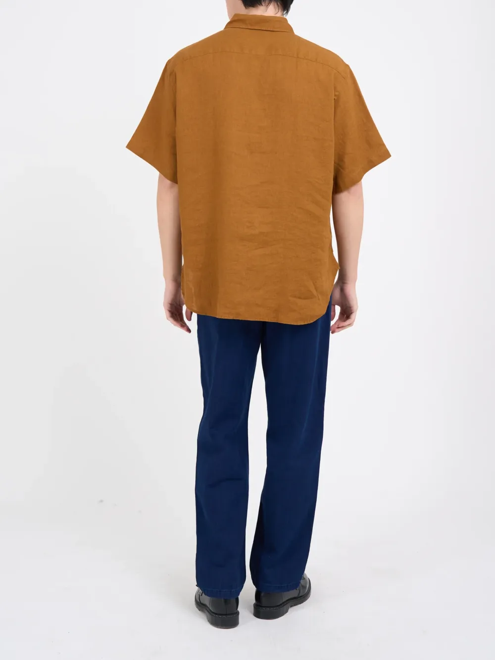Orange Oversized Linen Short-Sleeve Shirt