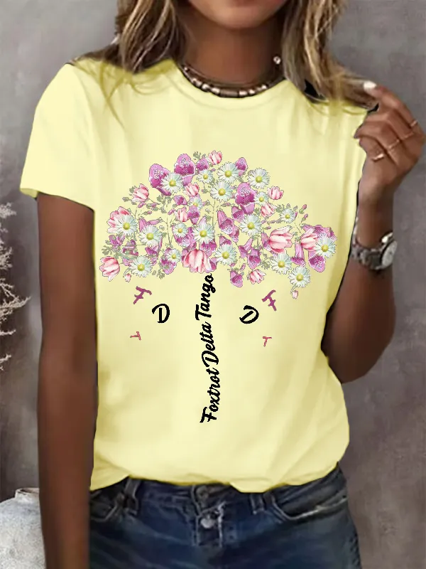 Women'S Fdt Flower Print Casual T-Shirt