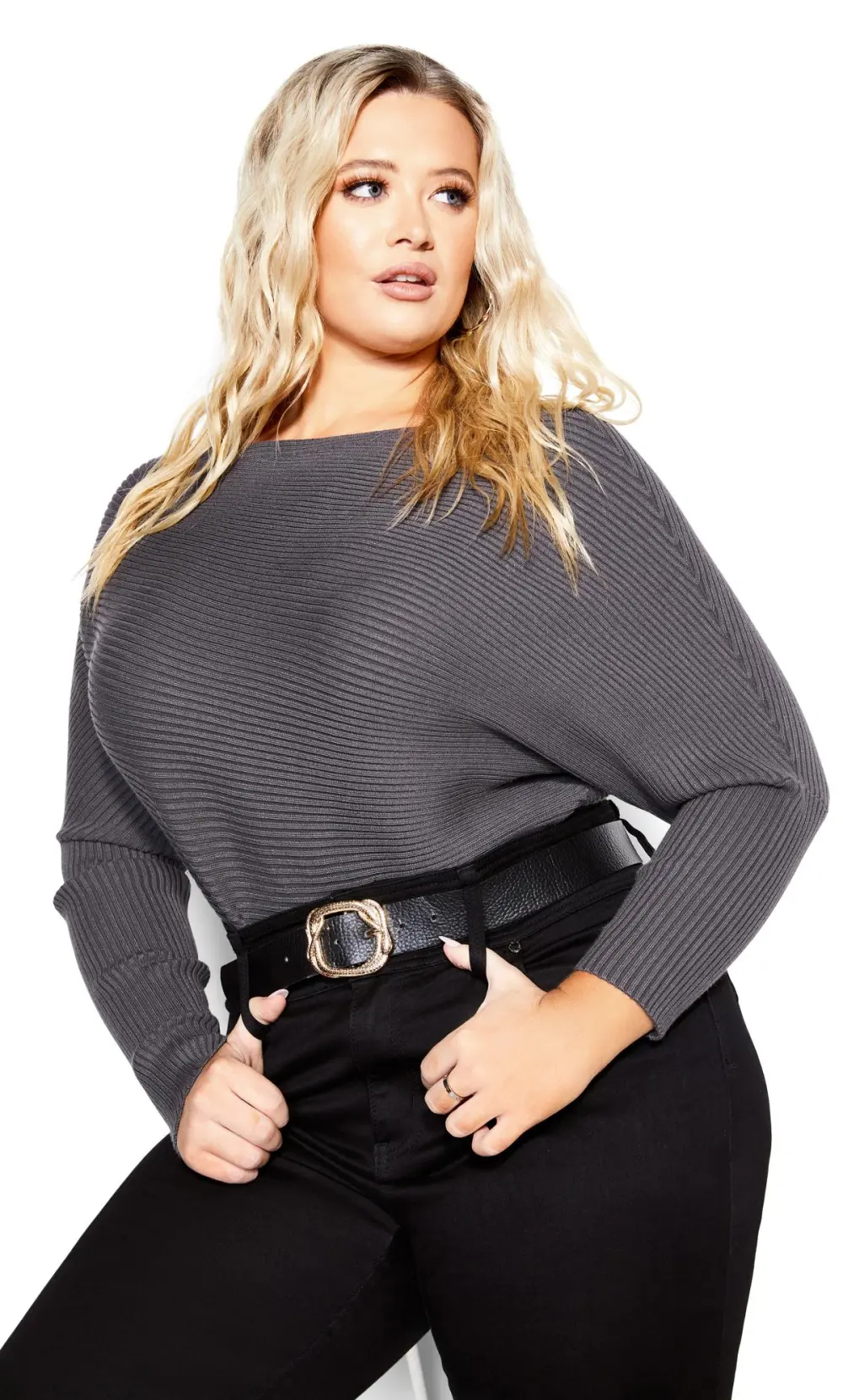 Evans Grey Ribbed Jumper