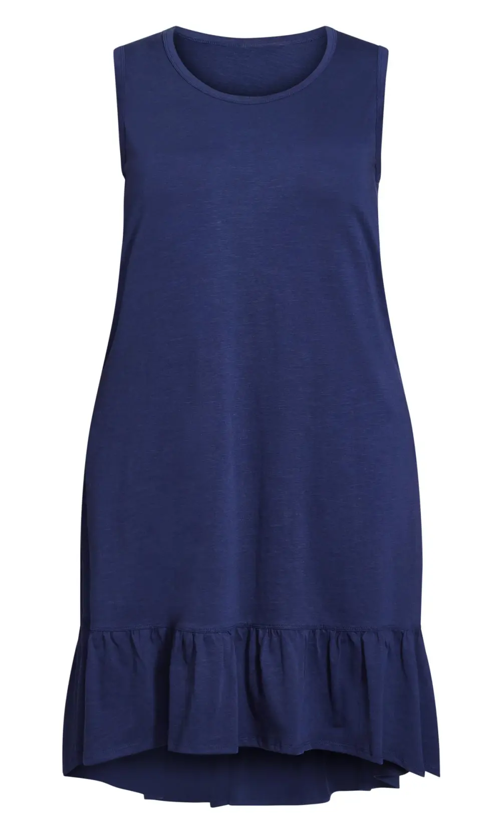 Evans Navy Blue Frill Dipped Hem Shift Dress