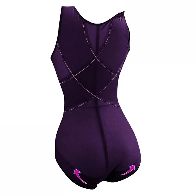 Corset Women's Bodysuits Shapewears Home Office Christmas Bed Plus Size Black Purple Apricot Sport Seamless Sexy Buckle Seamed Criss Cross Classic Tummy Control Solid Color Pure Color Summer Spring
