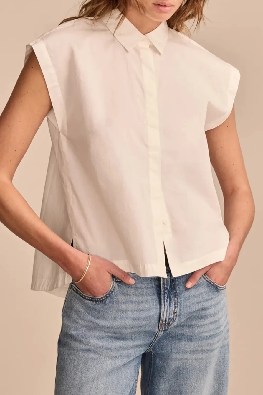 Bright White Sleeveless Tunic Buttondown