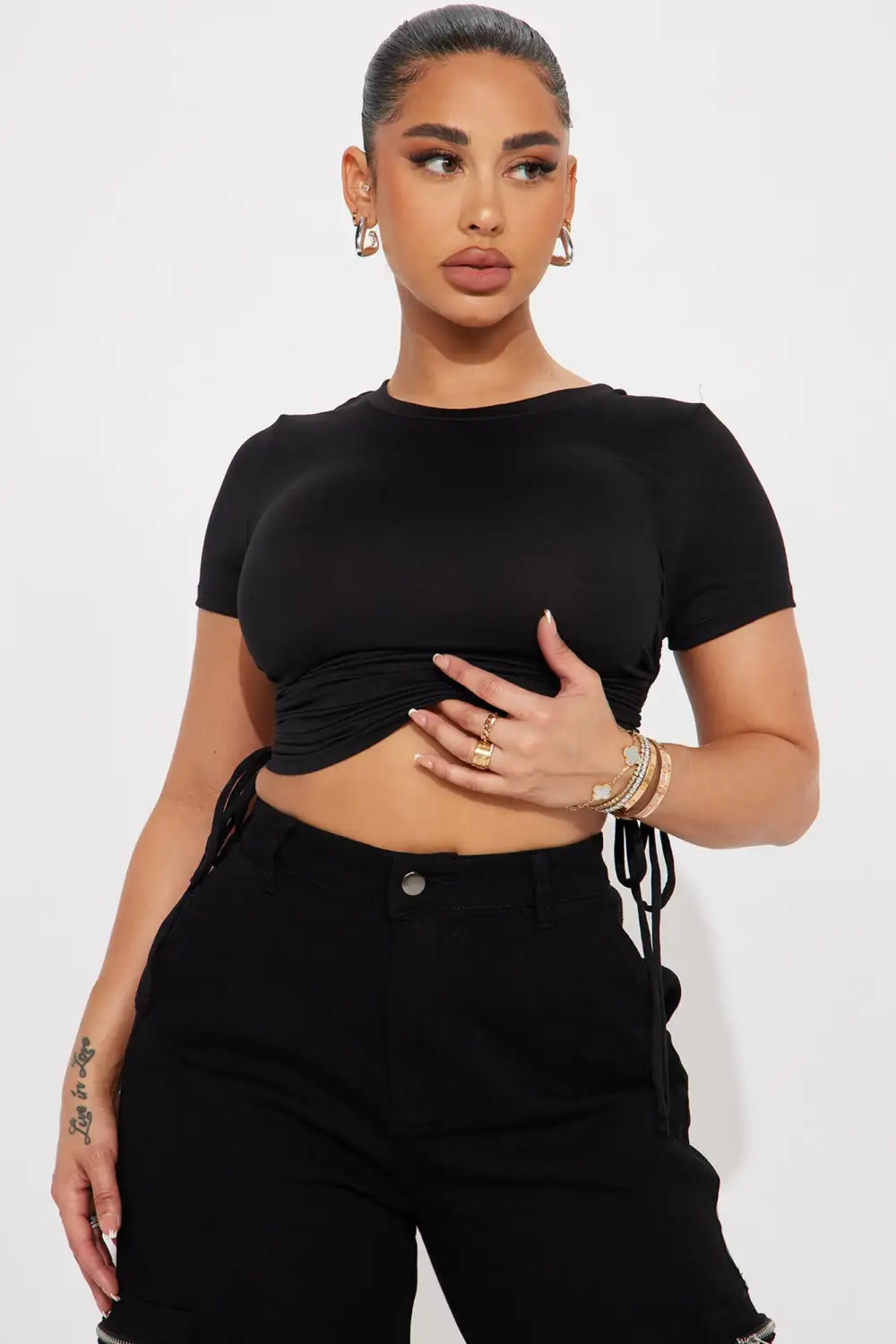 Less Is More Ruched Top - Black