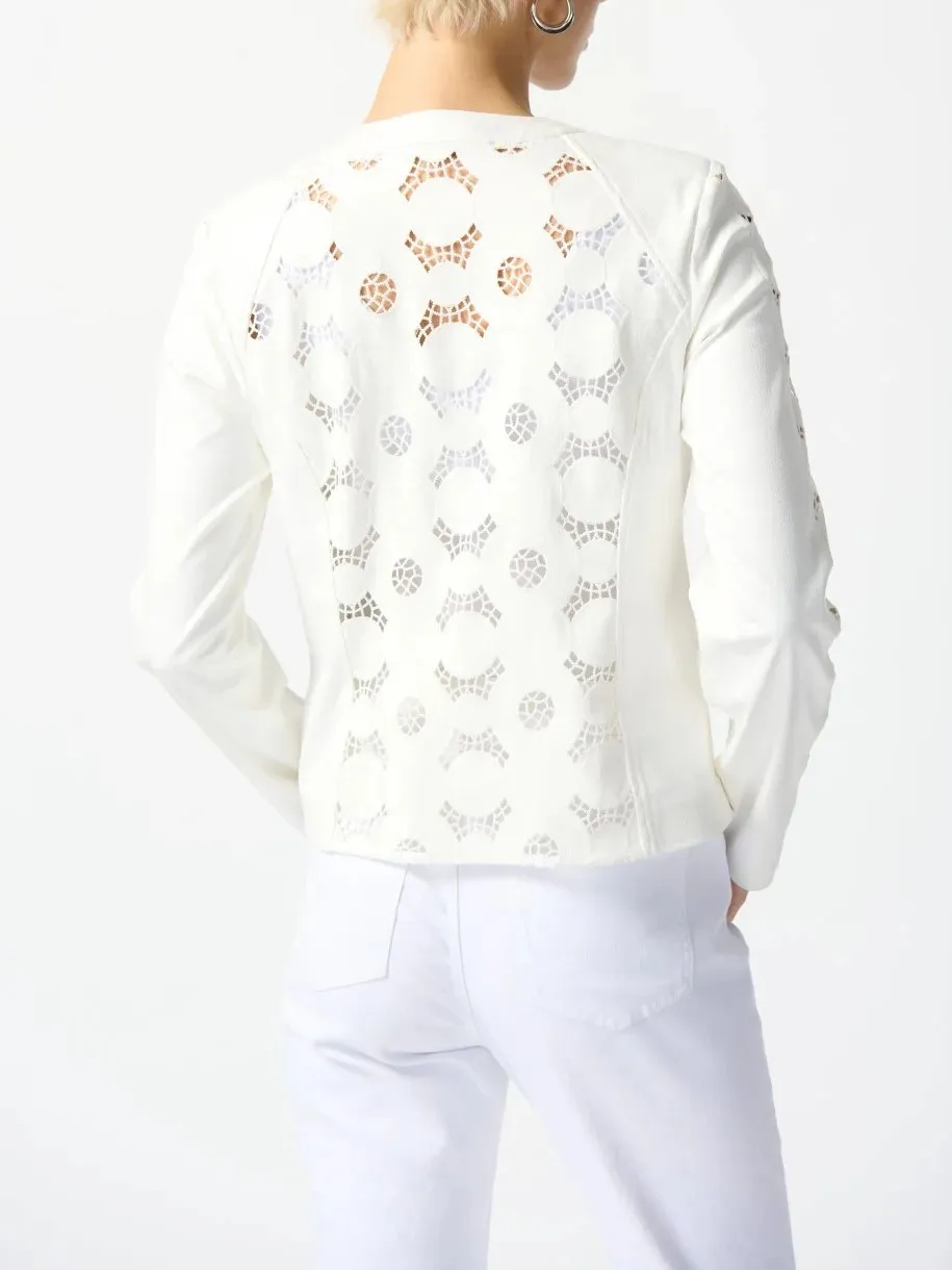 White Embroidered Zip - Front Jacket