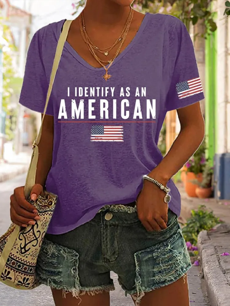 Women'S I Identify As An American Short-Sleeved T-Shirt