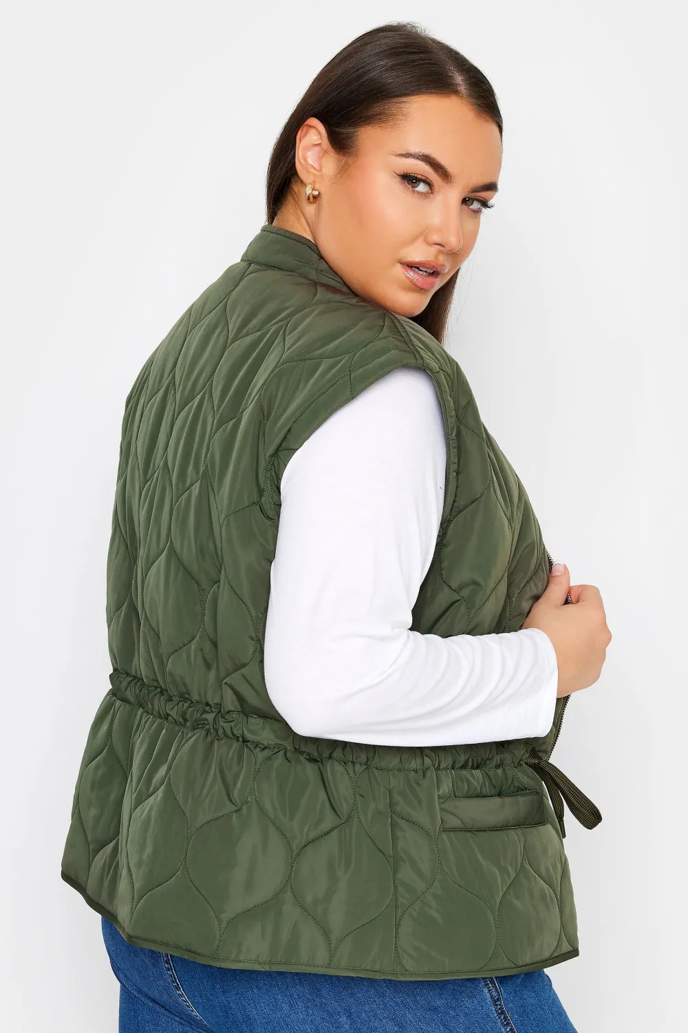 YOURS Curve Khaki Green Cropped Boxy Gilet