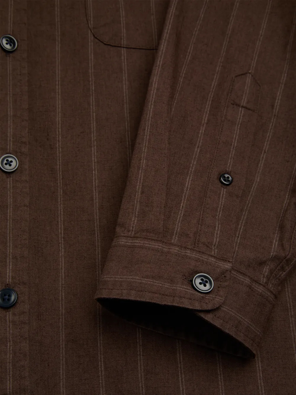 Casual Style Long Sleeve Brown Cotton-Linen Shirt