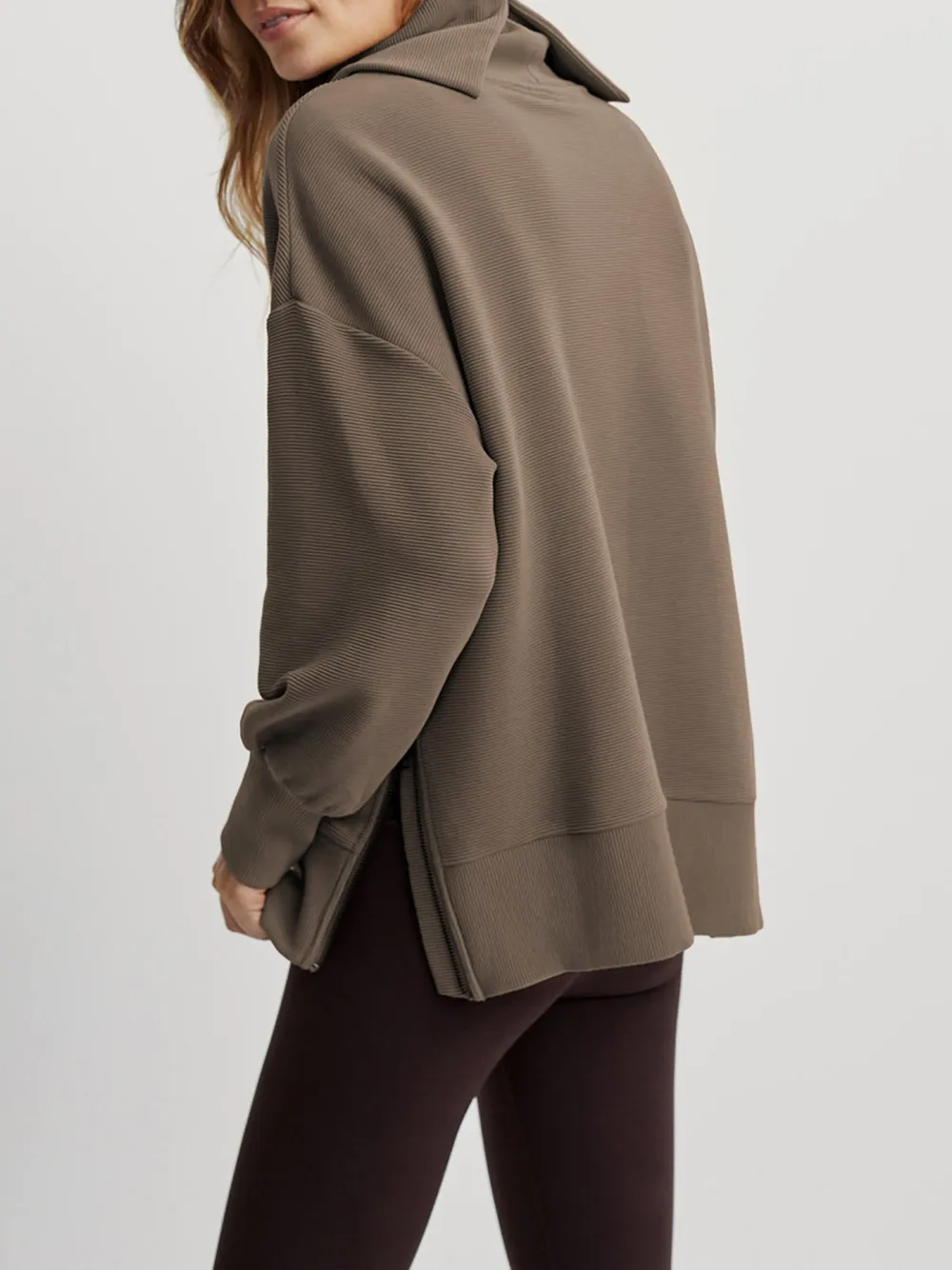 Casual Turtleneck Textured Knit Sweatshirt