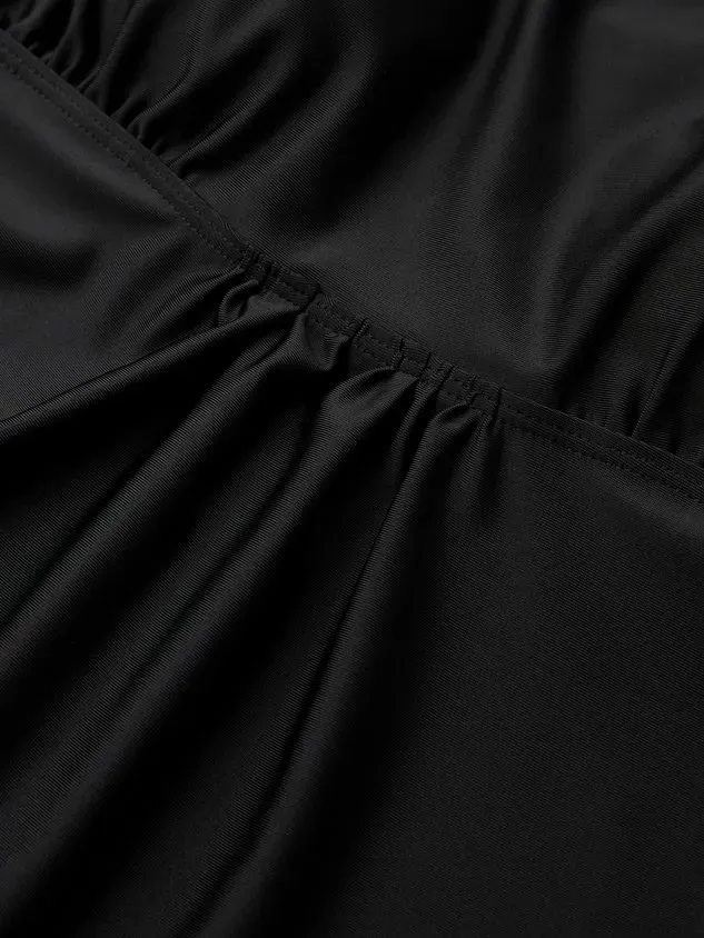 Simple Plain Scoop Neck Tankinis Two-Piece Set