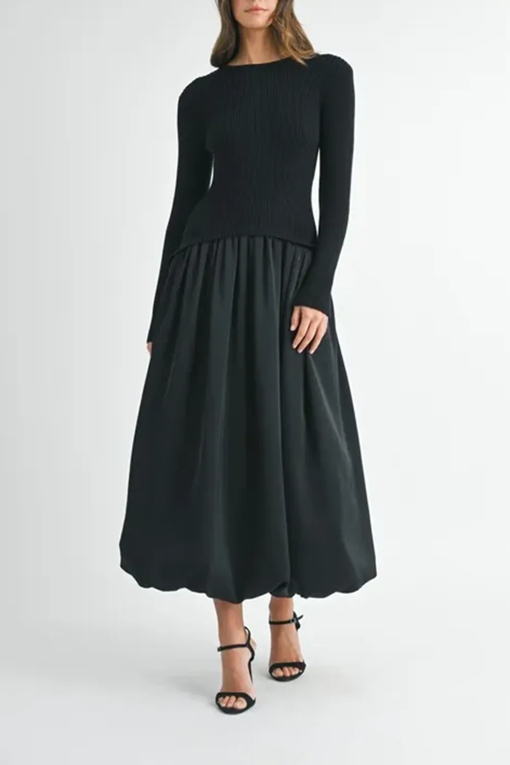 Minimalist Temperament Black Sweater Dress