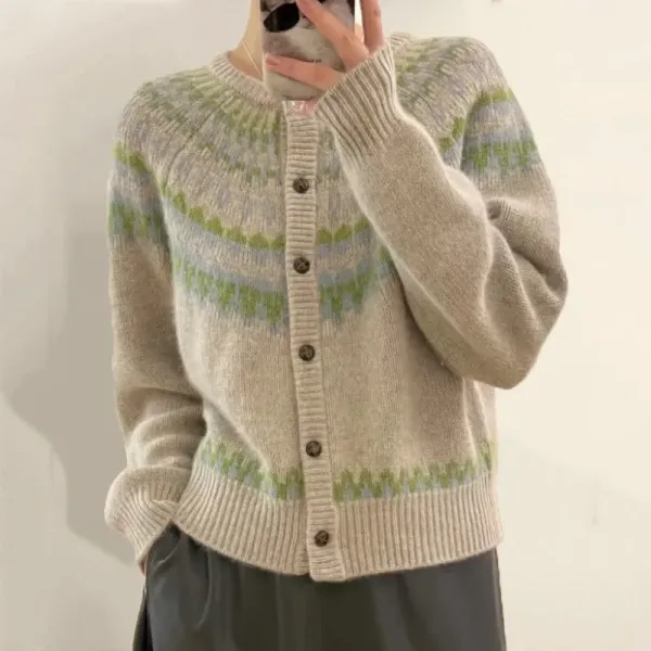 Fairman Isle Jacquard Single Breasted Cardigan