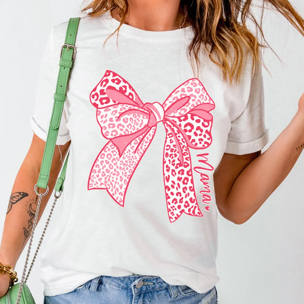 Mama Print Round Neck Short Sleeve T-Shirt