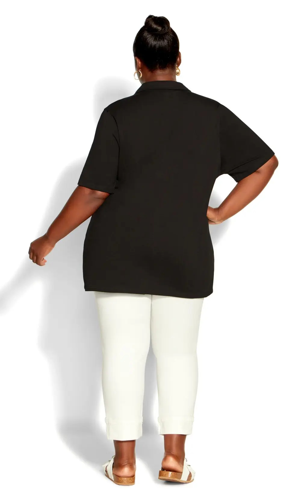 Evans White Embroidered Turn Up Denim Crop