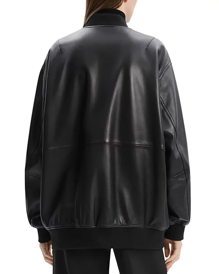 Oversized Leather Flight Jacket