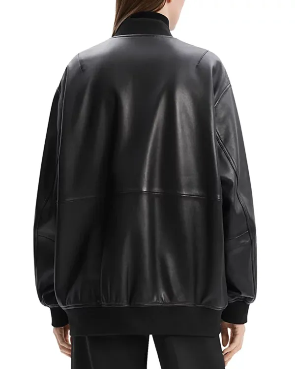 Oversized Leather Flight Jacket