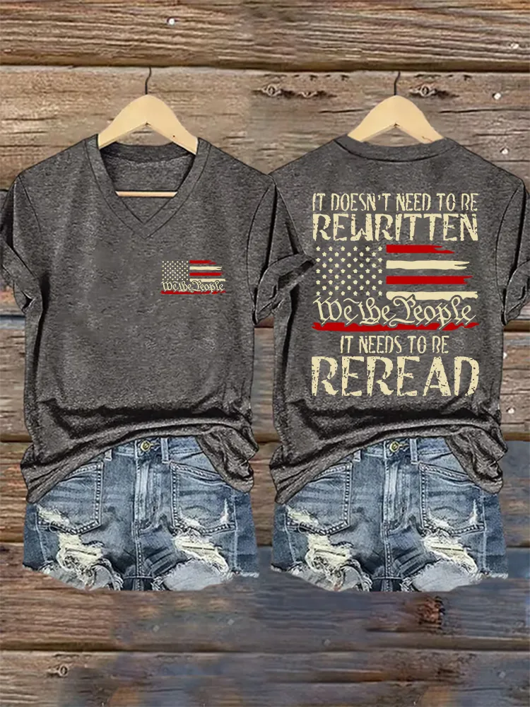 Women's We The People 1776 Print Short Sleeve Round Neck Cotton T-Shirt