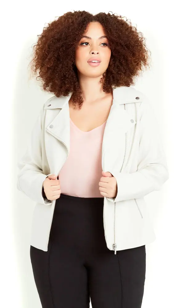 Evans White Faux Leather Jacket
