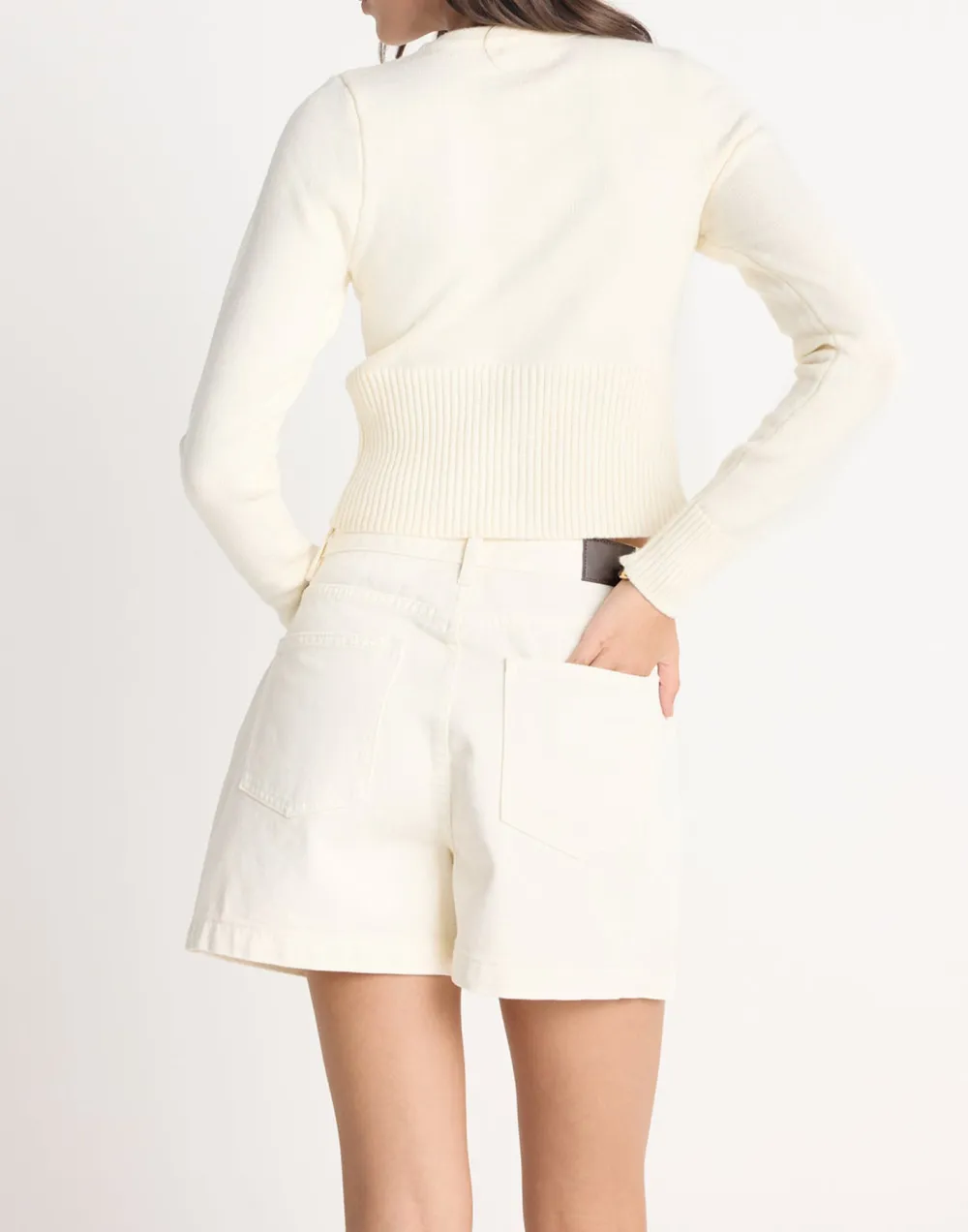 Stretch Ribbed-Knit Button-Down Top