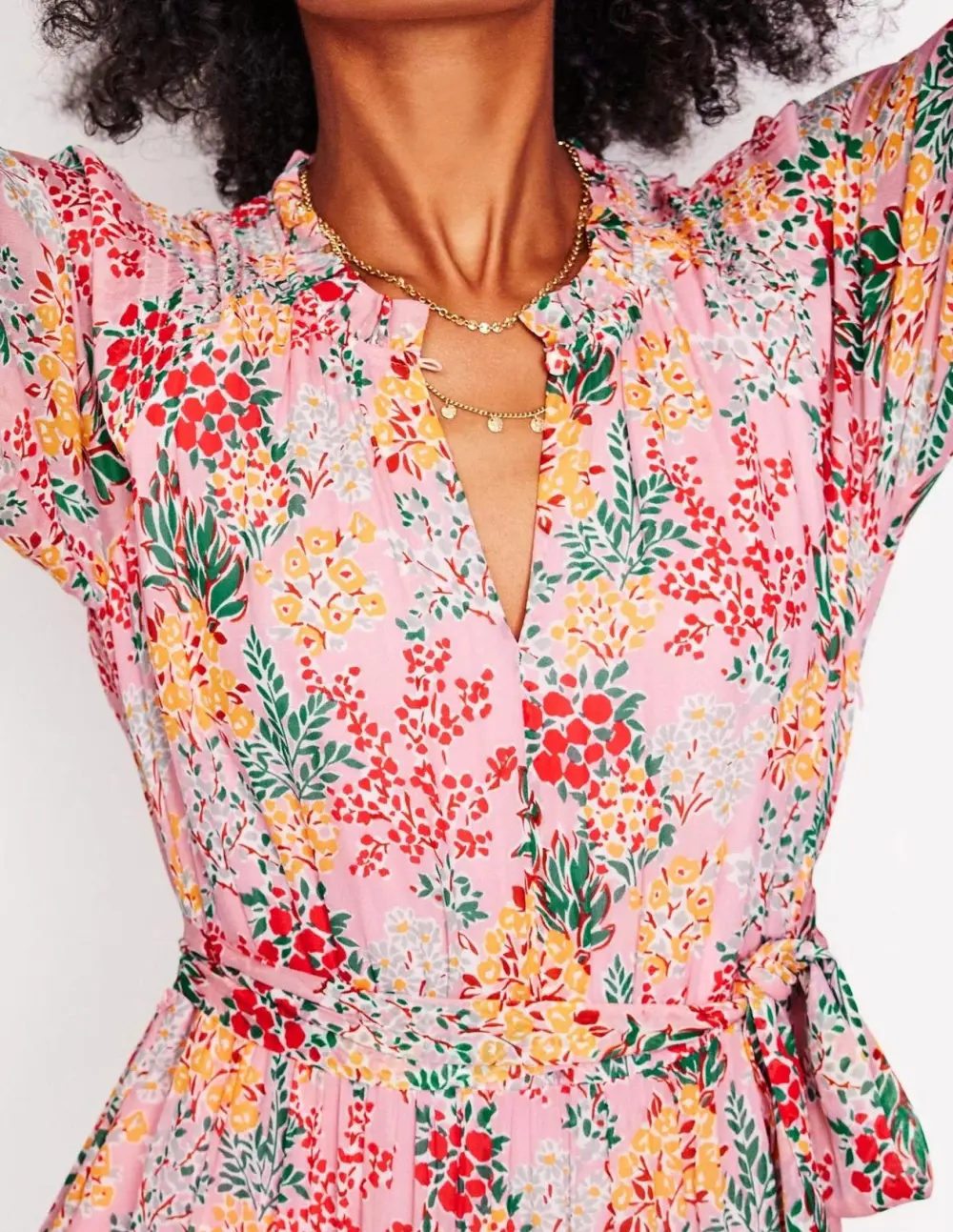 Ruffle Smocked Midi Dress