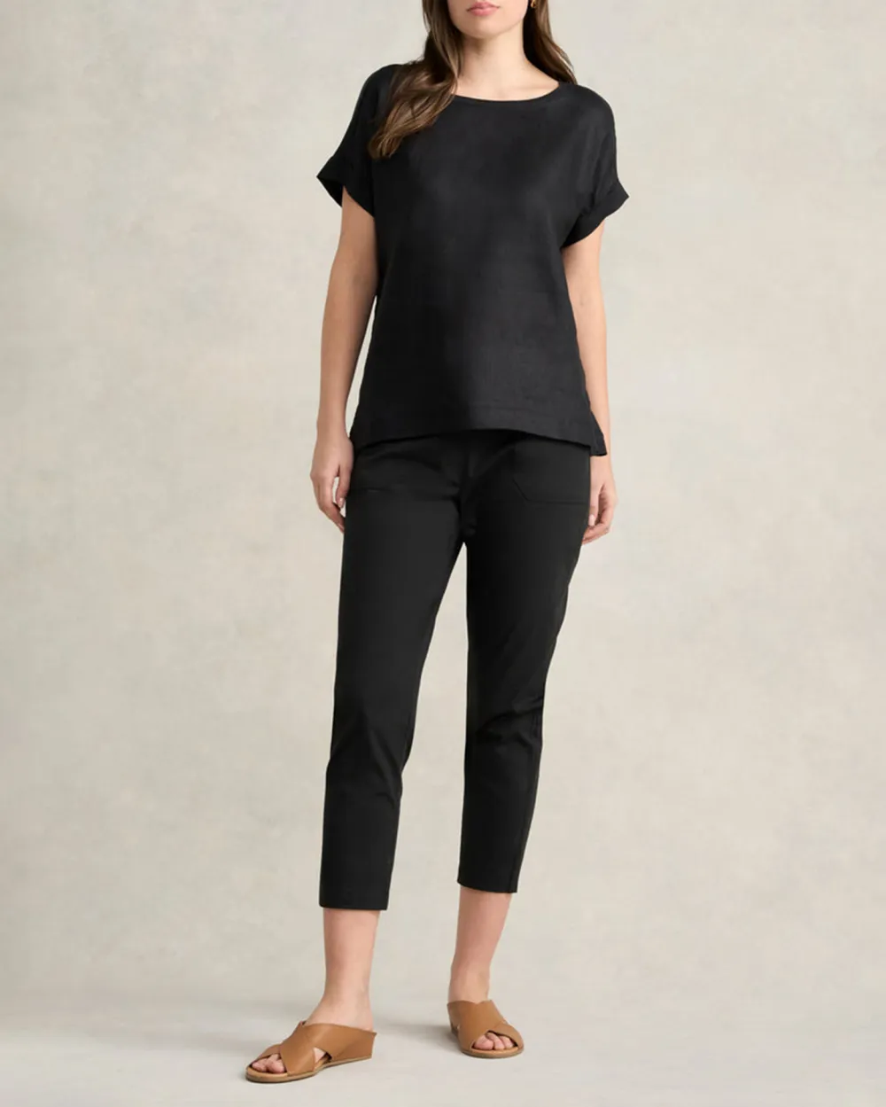 Loose Fit Short Sleeve Linen Top