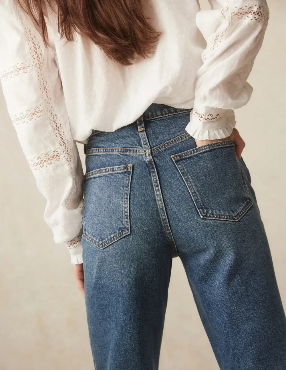 High Rise Column Leg Jeans