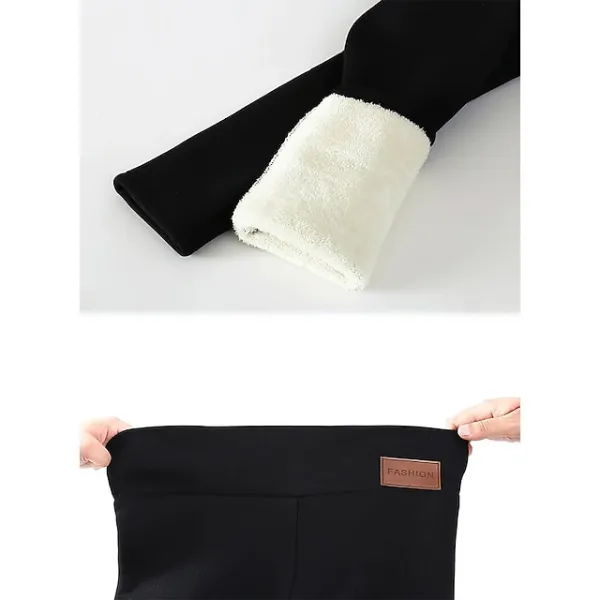 Women‘s Fleece Lined Leggings Winter Leggings Thermal Warm High Elasticity Yoga Fitness Gym Workout Tights Dark Grey Black Dark Black Sports Activewear  / Athletic / Athleisure