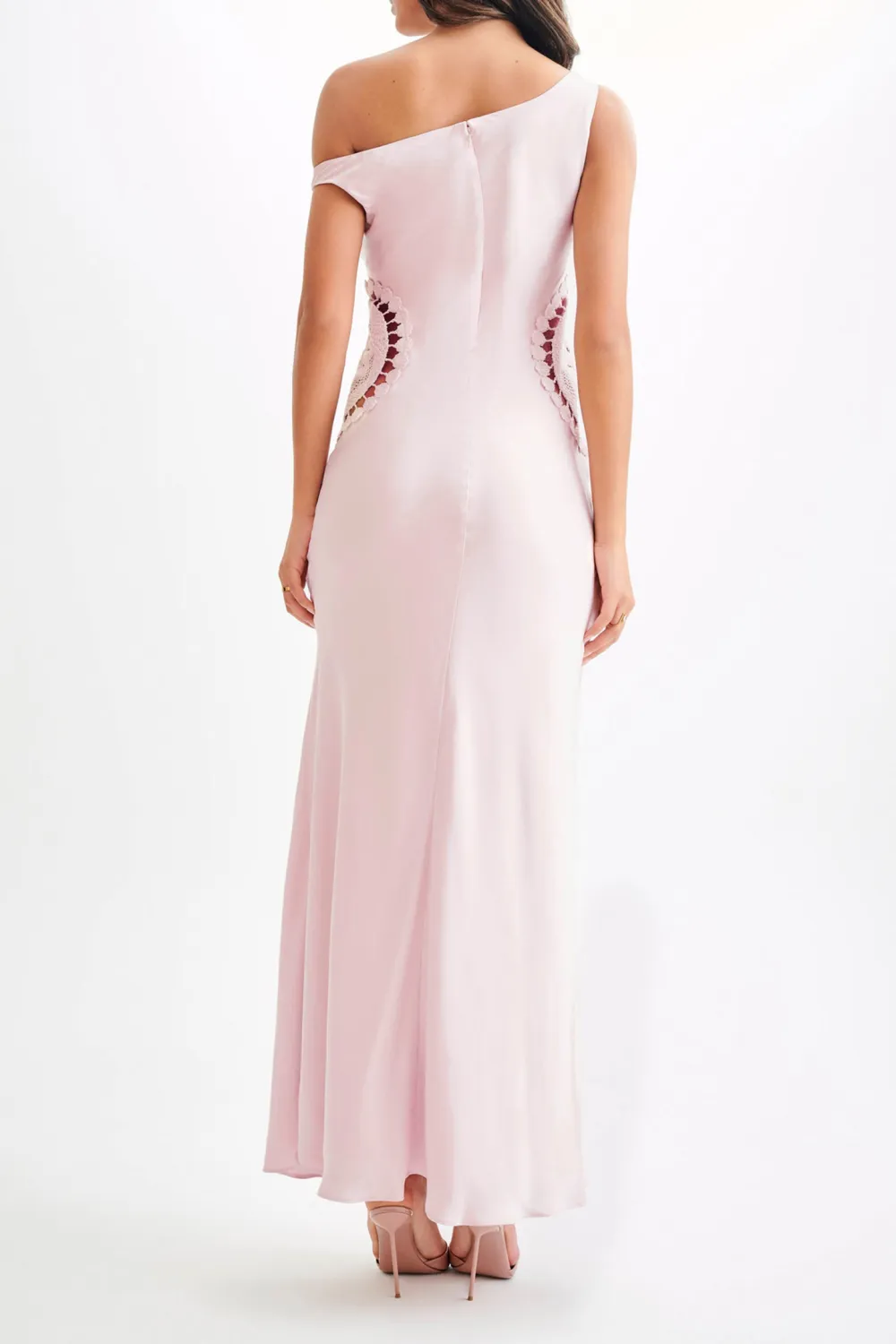 Satin Maxi Dress With Crochet
