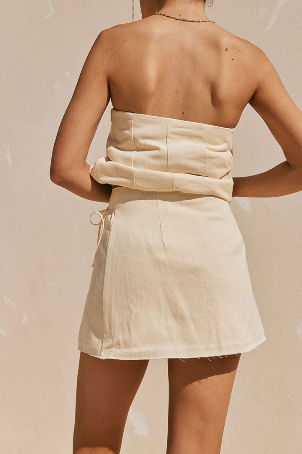 Strapless Layered Linen Top