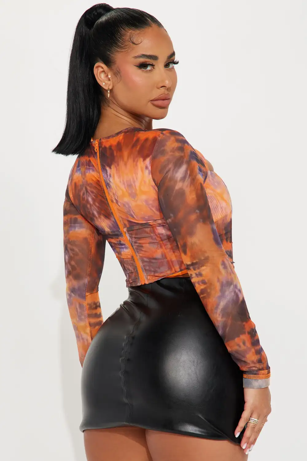 Meant To Be Mesh Corset Top - Orange/combo