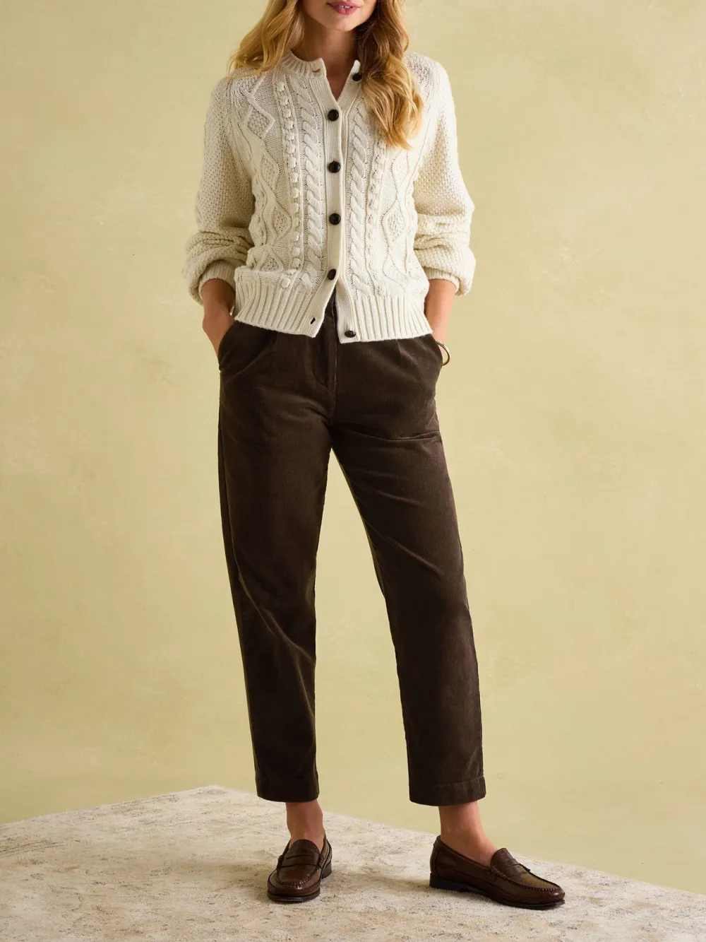 Dark Brown Corduroy Tapered Trousers