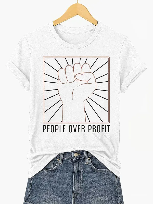 Women'S T-Shirt Women'S FDT “Power To The People” Print Casual T-Shirt