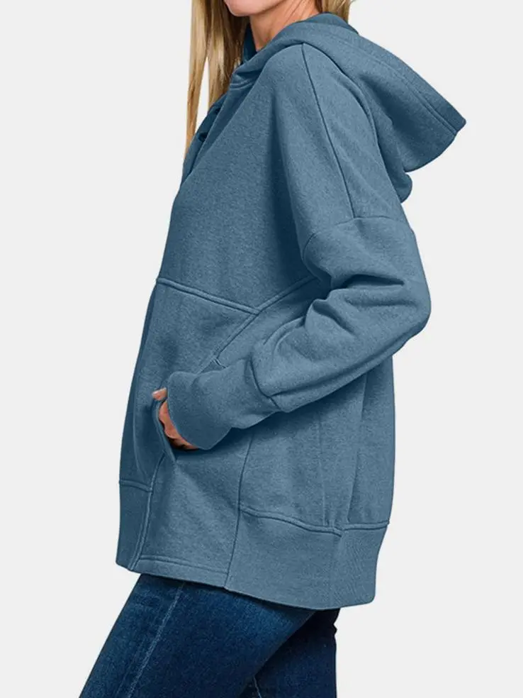 Daily Casual Simple All-Match Dusty Blue  Hoodie