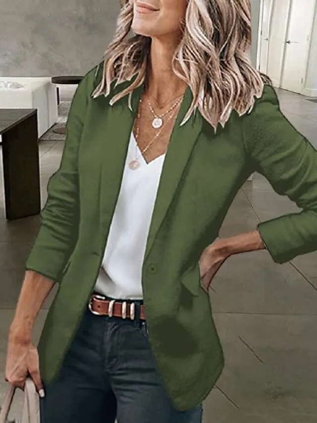 Women's Casual Blazers Clean Fit Fall Open Front Long Sleeve Work Office Jackets Coat claret Dark Grey White Black Blue Traditional / Classic Daily Buttoned Front Turndown Regular Fit S M L XL XXL