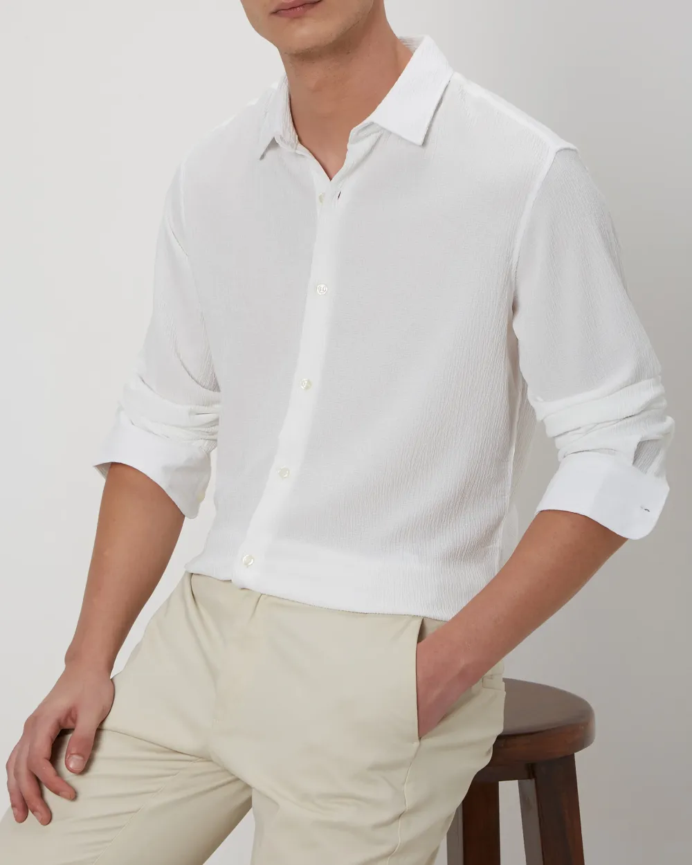 Simple And Soft Slim-Fit Breathable White Shirt
