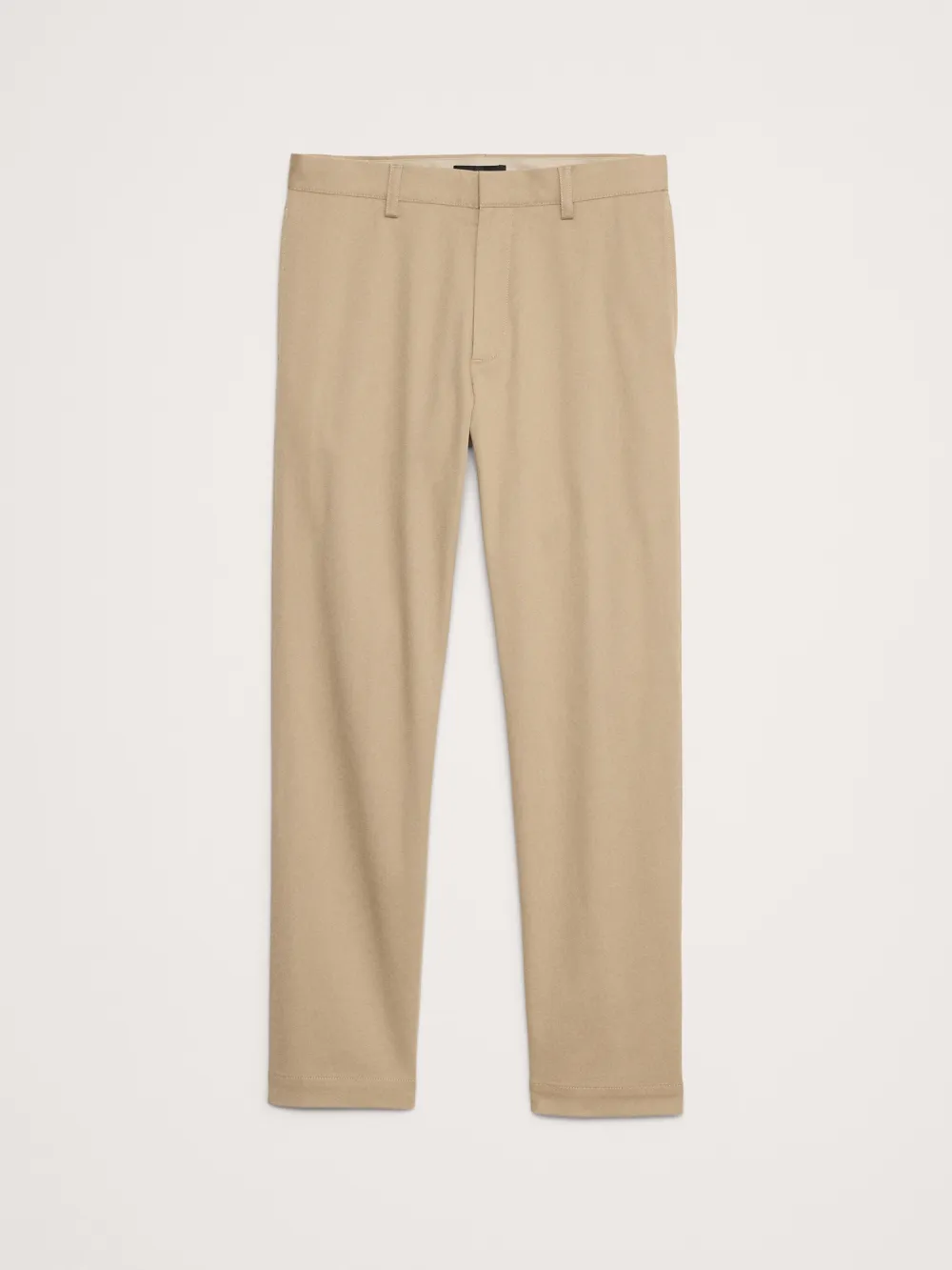 Men's Straight Khaki Beige Cotton Stretch Trousers