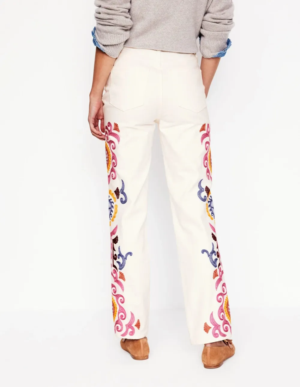 High Rise Embroidered Jeans