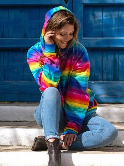 Rainbow Stripe Long Sleeve Tops