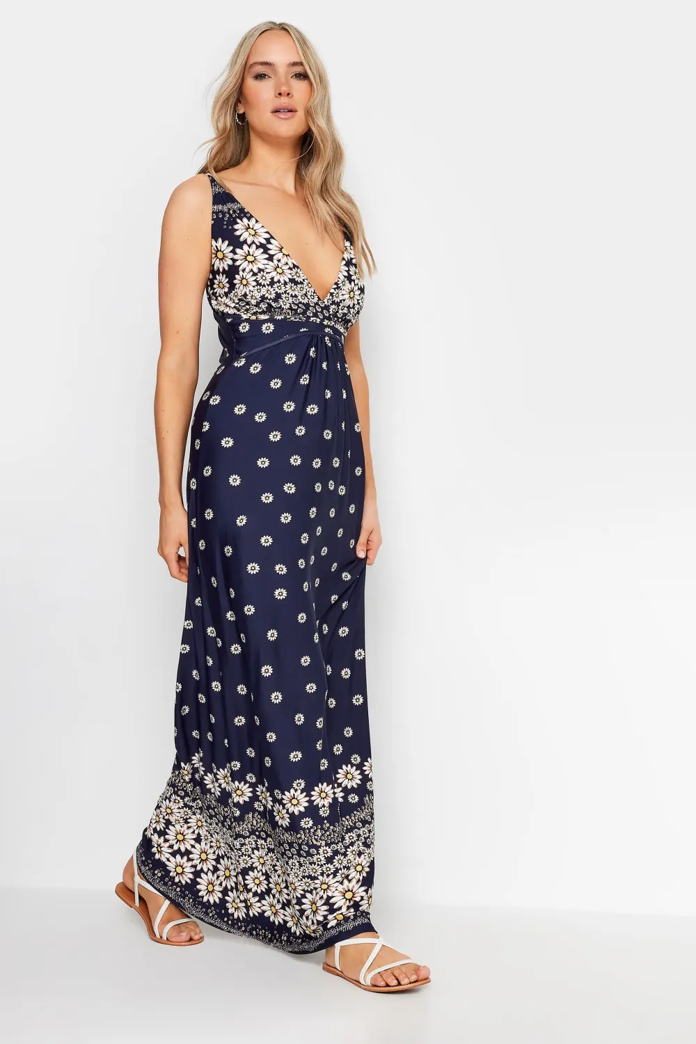 LTS Tall Navy Blue Daisy Print Maxi Dress