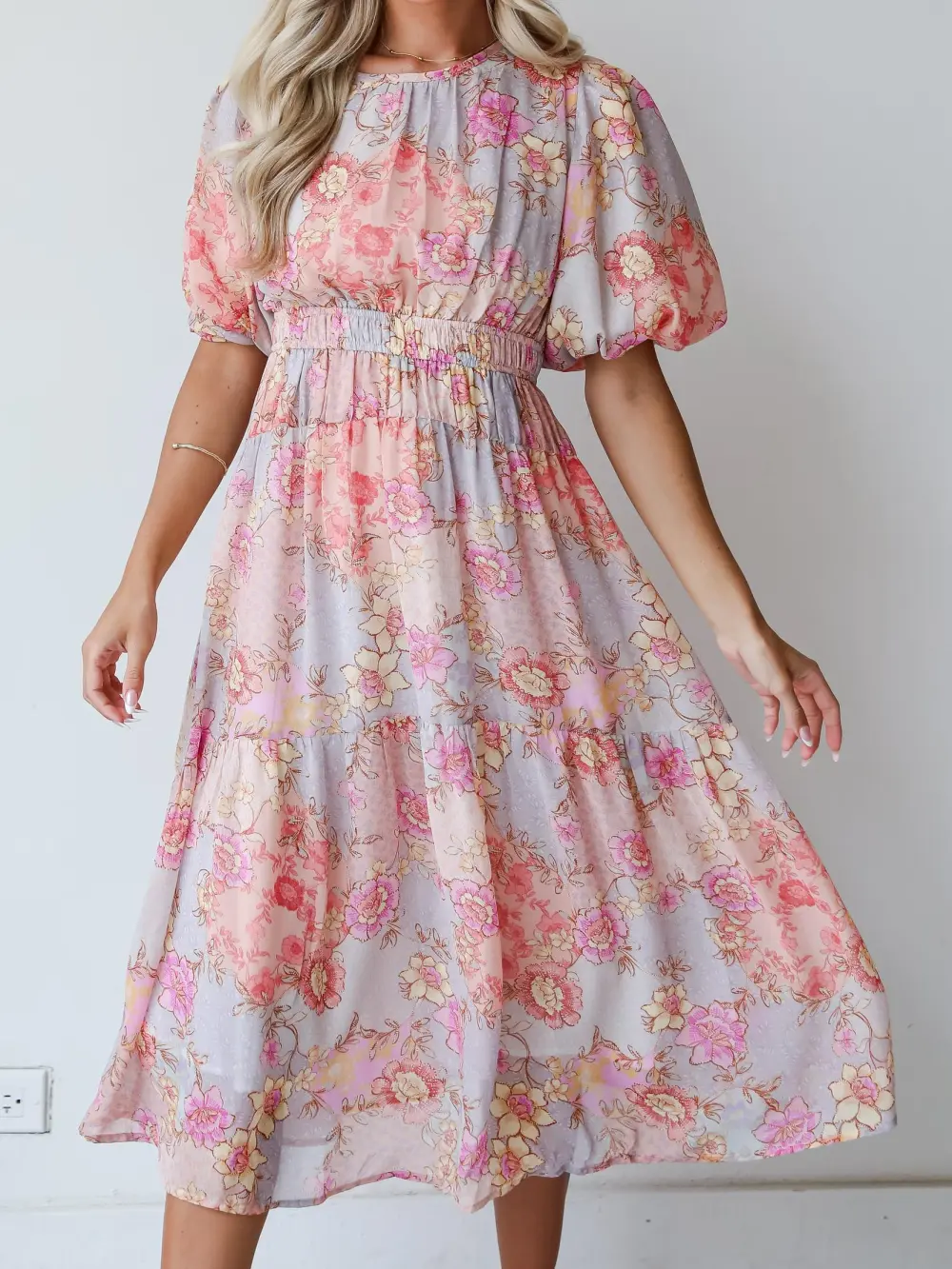 All About The Flowers Light Blue Midi Dress