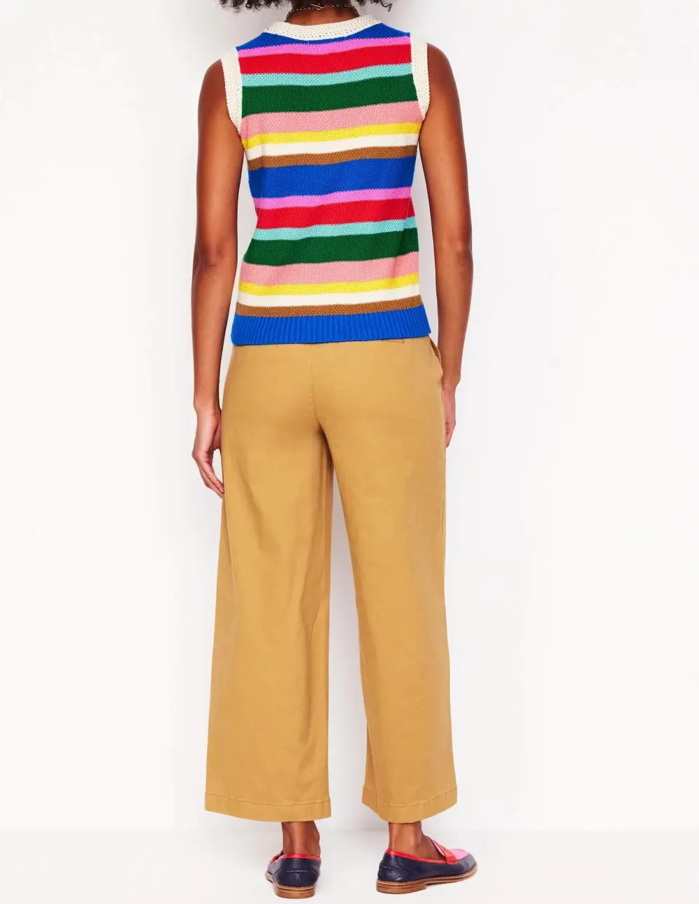 Multicolor Striped Crochet - Trim Tank