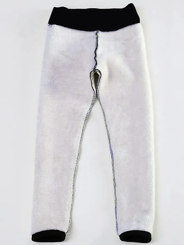 Women's Fleece Lined Leggings Warm Full Length Winter Leggings High Waist Basic Casual Office Daily Lamb wool leggings (kitten) Lamb cashmere leggings (leather label) S M Fall & Winter